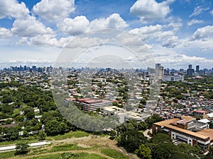 Quezon City, Philippines - Mega Manila skyline as seen near University of the Philippines.