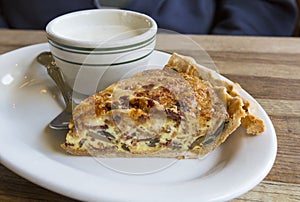 Quiche with a Cup of Chowder Closeup