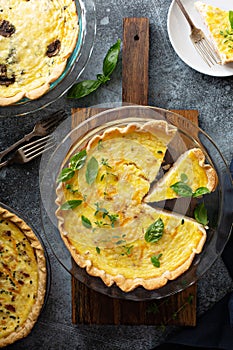 Quiche Lorraine with ham and cheese