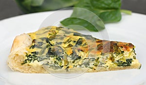 Quiche or pie with spinach photo