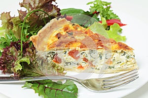 Quiche with salad horizontal photo