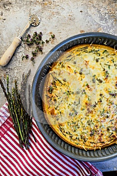 Quiche with wild asparagus