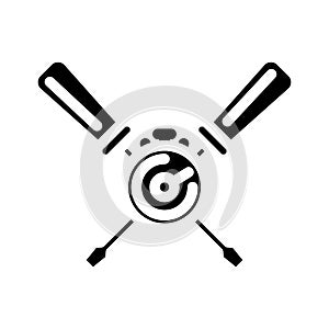 quick assembly product label caution glyph icon vector illustration