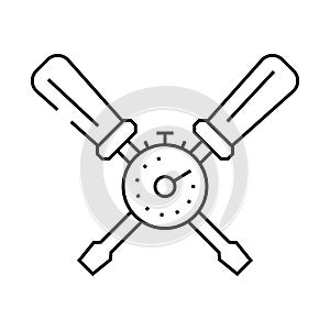 quick assembly product label caution line icon vector illustration