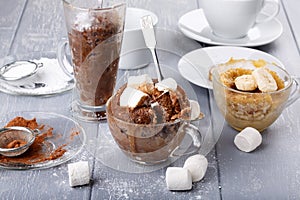 Quick chocolate mug cake with marshmallow