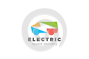 Quick Delivery Speed Electric Car Logo design vector template