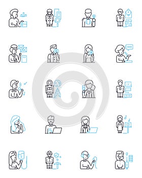 Quick duties linear icons set. Swift, Rapid, Hasty, Instantaneous, Prompt, Efficient, Expedited line vector and concept