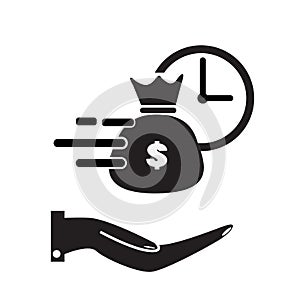 Quick and easy loan icon on white background. flat style. fast money providence icon for your web site design, logo, app, UI. easy