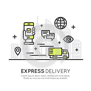 Quick Express Delivery Service with Mobile Tracking and Fast Purchase, Smart System