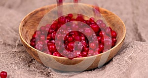 quick-frozen sour cranberries of red color