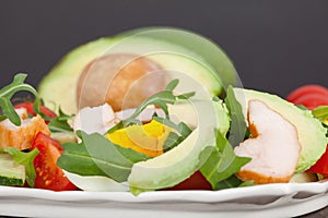 Quick and healthy Vegetable salad with Avocado, Eggs,Tomatoes and rucola..