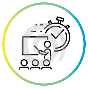 quick learning icon, fast training, rapid education, thin line symbol