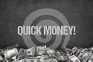 Quick money text on black background