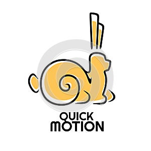 quick motion yellow rabbit snail logo design illustration