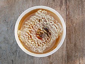 Quick noodle Soup. Bowl of instant noodles. Japanese ramen photo