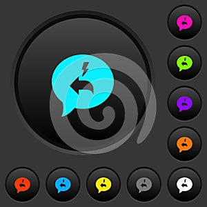 Quick reply message dark push buttons with color icons