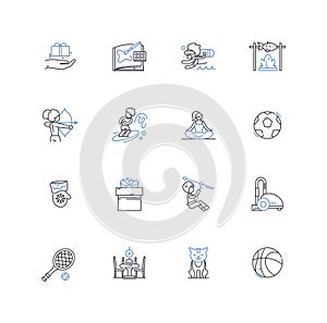 Quick tempo line icons collection. Energetic, Rapid, Lively, Vigorous, Brisk, Hasty, Galloping vector and linear photo