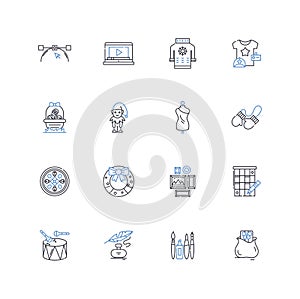 Quick thinking line icons collection. Adaptability, Resourcefulness, Agility, Intelligence, Ingenuity, Creativity photo