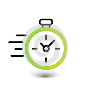 Quick time icon, fast deadline. Speed and convenience symbol on white background.