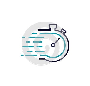 Quick timer line icon. Fast stopwatch icon. Service delivery vector logo. photo