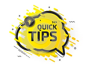 Quick tip, banner to helpful tricks. Speech bubble