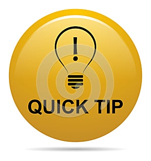 Quick tip golden yellow button help and suggestion concept