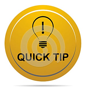 Quick tip golden yellow button help and suggestion concept