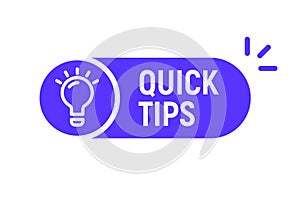 Quick tip hint vector icon bulb. Fact tip idea line icon logo guide photo