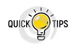 Quick tip hint vector icon bulb. Fact tip idea line icon logo guide