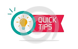 Quick tip icon vector or advice trick idea help info guide symbol flat red blue graphic, suggestion helpful hint label,