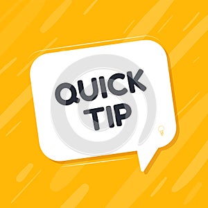 Quick Tips badge with speech bubble. Modern advice vectorillustration