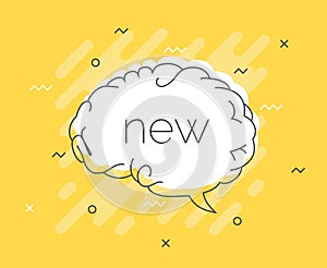 Quick Tips badge with speech bubble new brain. Trendy flat vector on yellow background. Smart concept vector