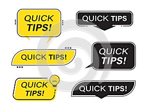 Quick tips banner, quick tips label set