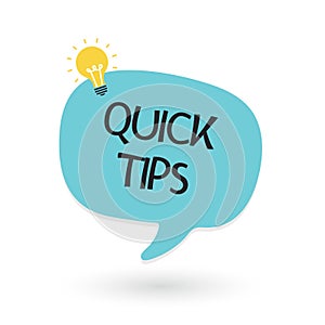 Quick Tips banner with light bulb. Vector