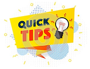 Quick tips banner light bulb vector modern style
