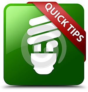 Quick tips bulb icon green square button