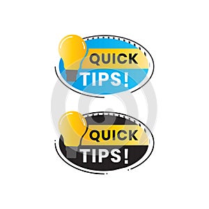 Quick tips in the form of text for Label stickers, banners with greeting bubbles