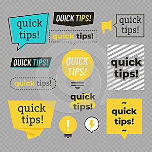 Quick tips, helpful tricks banners vector set