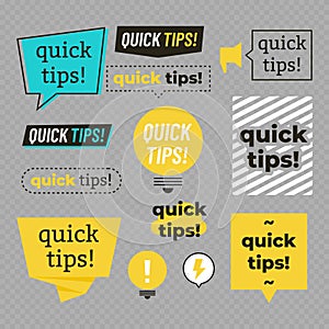 Quick tips, helpful tricks banners vector set photo