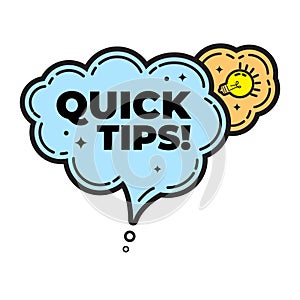 Quick tips, helpful tricks, tooltip, hint for website. banner with useful information. Vector icon of solution, advice. blue