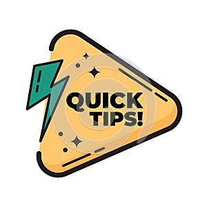 Quick tips, helpful tricks, tooltip, hint for website. banner with useful information. Vector icon of solution, advice. blue