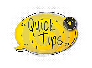 Quick tips, helpful tricks, tooltip for web. Creative banner with useful information. Vector icon of solution and advice
