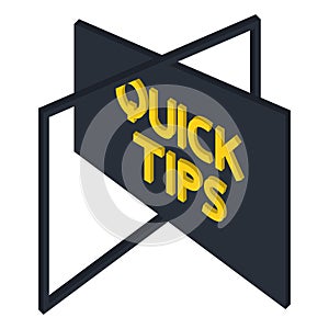 Quick tips icon badge. Top tips advice note icon. Helpful idea, solution and trick illustration. Abstract banner with useful