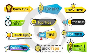Quick tips icon set, information banner design