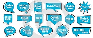 Quick tips label badges collection. Set of quick tips banner