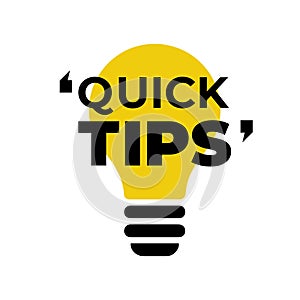 Quick tips label vector flat style for tooltip badge, solution and advice banner, helpful tricks