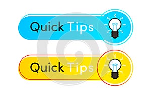 Quick tips label vector flat style for useful information sticker