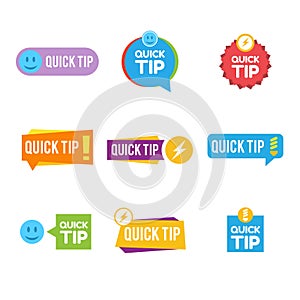 Quick tips logo, icon or symbol set with different colors graphic elements suitable for web or documents