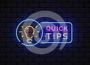 Quick tips Neon for concept design. Illustration design. Vector line illustration