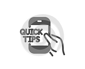 Quick tips on phone icon. Helpful tricks sign. Vector